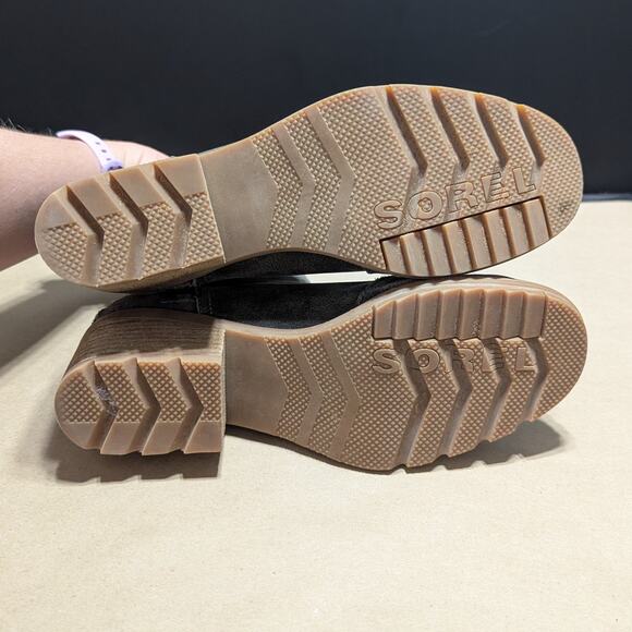 Sorel Cate Chelsea Boots Ankle Booties Heeled Womens 6.5 Leather Olive Green - Picture 6 of 8